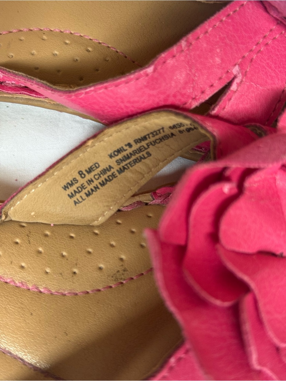 Sonoma Life + Style "Mariel" Fuchsia Pink Floral Slide Sandals Size 8 Summer - Picture 4 of 8